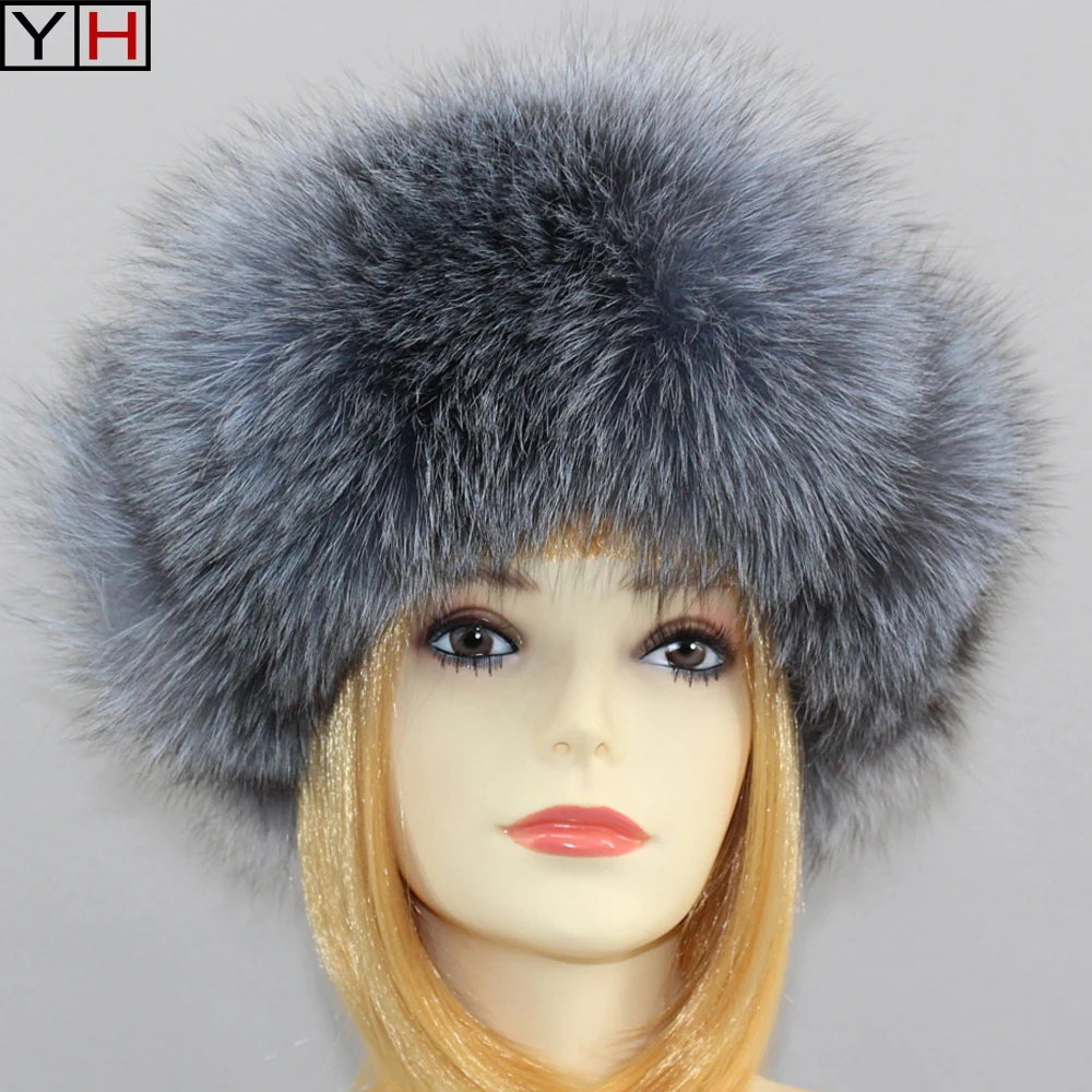 Hot Sell Genuine Fox Fur Hats Genuine Raccoon Fox Fur Russian Ushanka Cap Winter Quality Thick Warm Fox Fur Bomber Hat