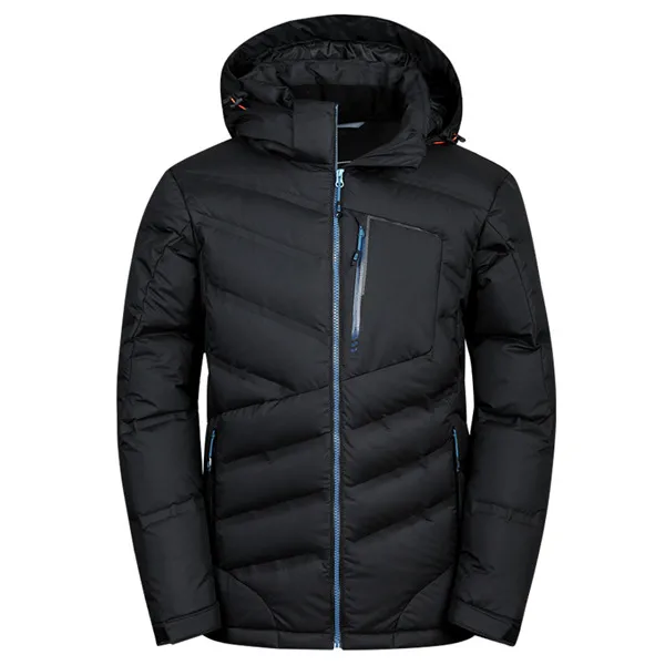 Скоростная походная мужская куртка-пуховик на белом утином пуху, новинка, зимняя теплая водонепроницаемая куртка с капюшоном, модный стиль размера плюс 3XL 3063 - Цвет: Black