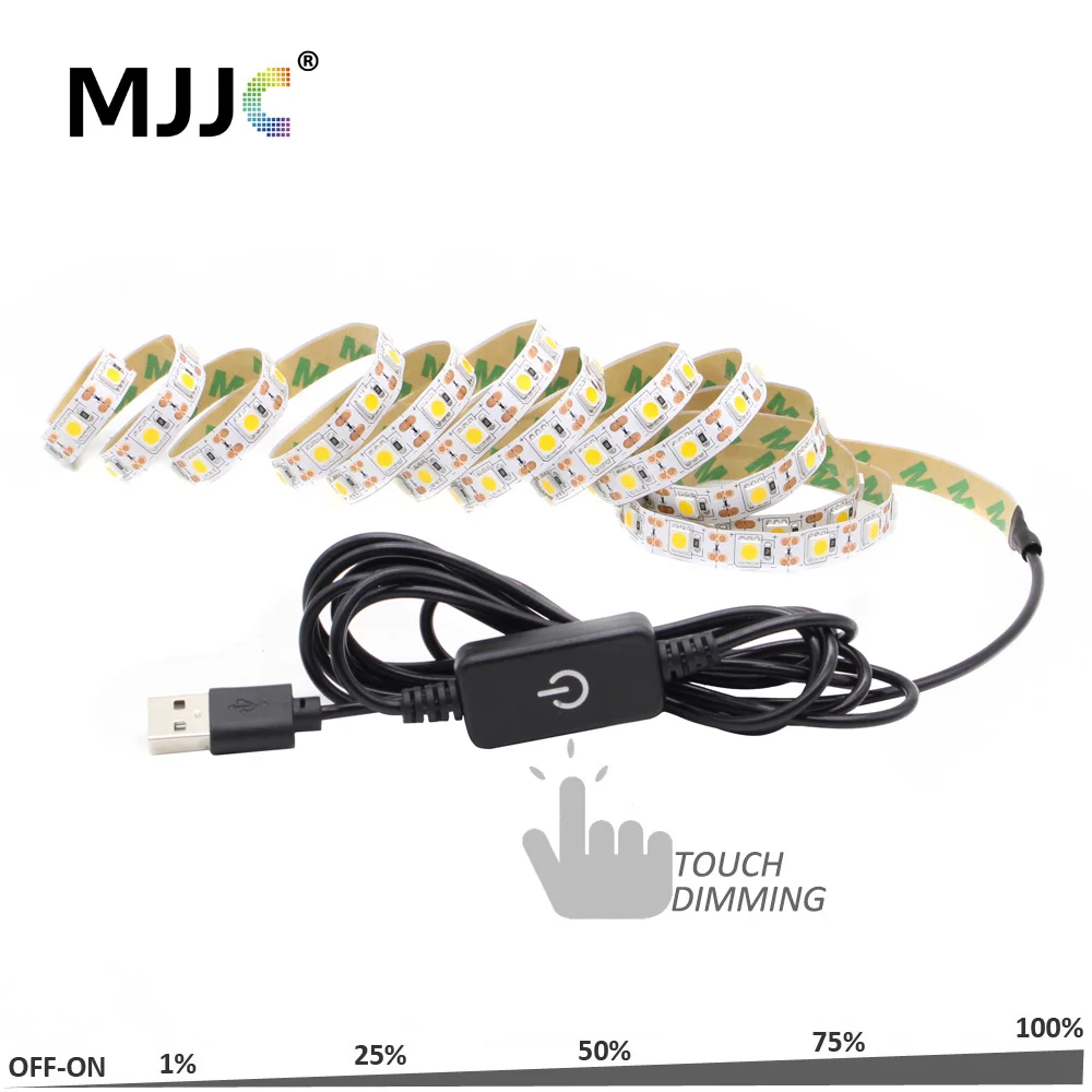 Водонепроницаемая светодиодная лента USB 5 В SMD 5050 с регулируемой яркостью