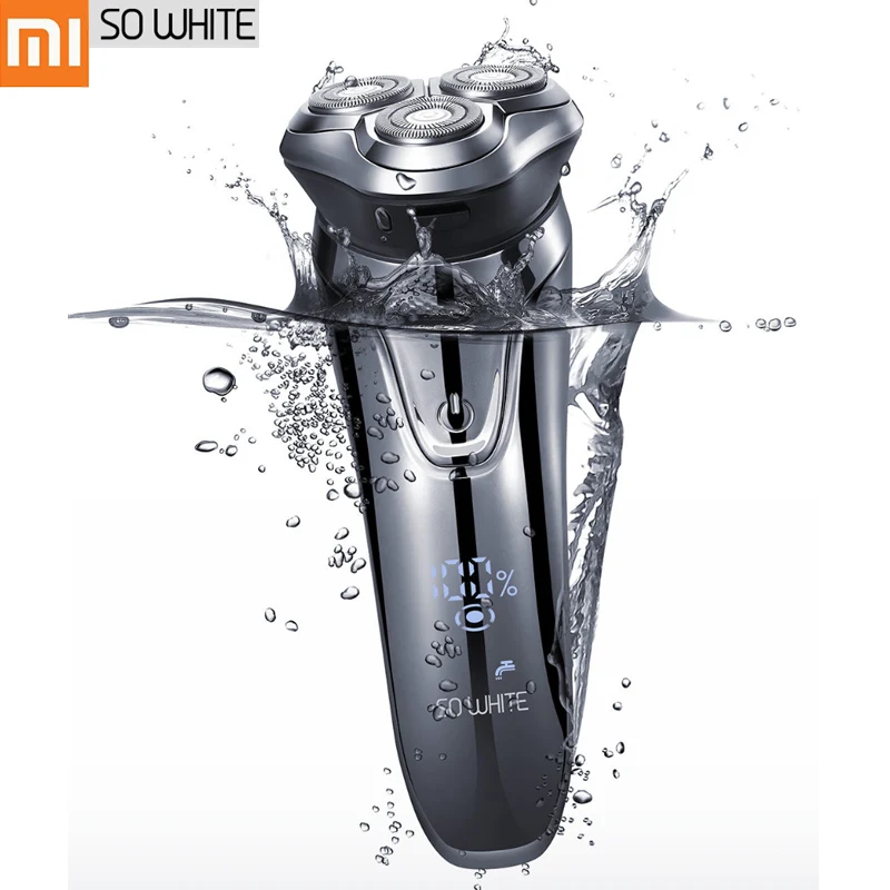 

XIAOMI SO WHITE Men Washable Rechargeable Electric Shaver Wireless 3D Smart Control Razor IPX7 Waterproof Shaving Beard H30