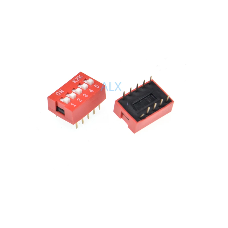 

10PCS red 5p dip 5 Position TOGGLE switch doule Row 5PIN PITCH 2.54MM Slide Switches 5 PIN