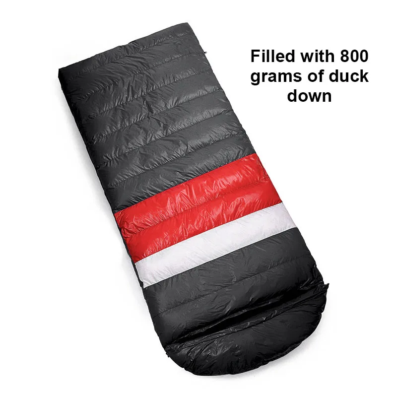 Black 800g Duck Down Ultra Light Outdoor Portable Duck Down Sleeping Bag Camping Climbing Sleeping Bag Waterproof Warm Splicing Single Sleep Bag - Цвет: Black 800g Duck Down