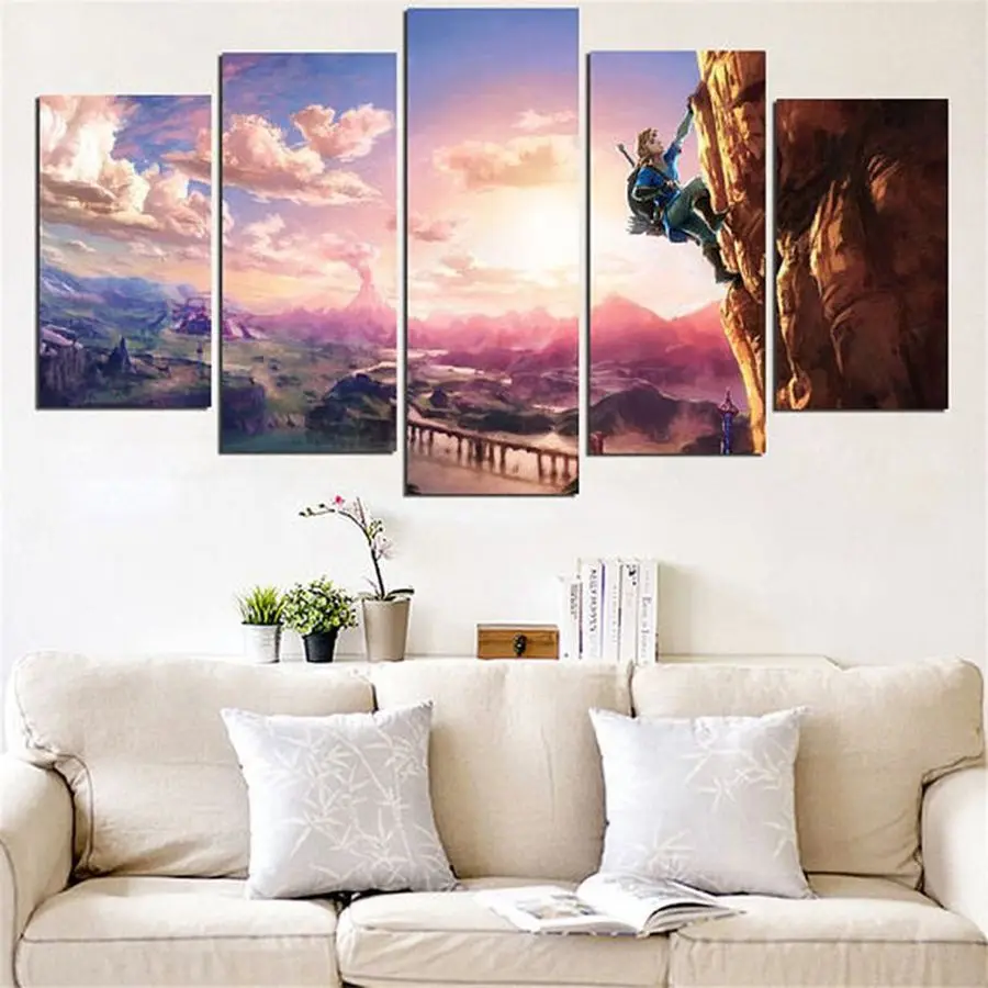 Холст напечатанный плакат Wall Art рамки 5 шт. из игры Легенда о Зельде картина с