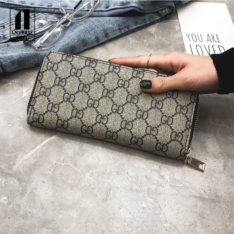 

women's wallet female purse Long plaid print flower portable mini Handbag ladies purse PU wallet ladies long clutch men's wallet