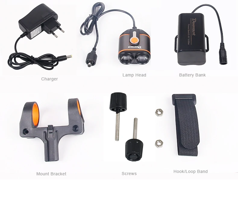Sale Deemount Cycling Font Lamp 8-22.5 Hours 400Lm Bicycle Headlight LED Lamp Front Lighting Flash Lantern Torch 18650 Battery Kit 2
