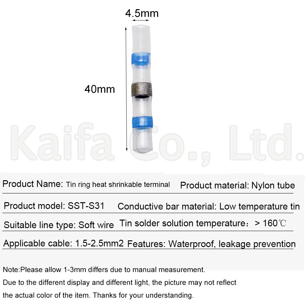 5 шт. SST-S11 SST-S21 SST-S31 SST-S41 термоусадочный стыковой разъемы проводов Водонепроницаемый луженый медный припой уплотнительные клеммы комплект