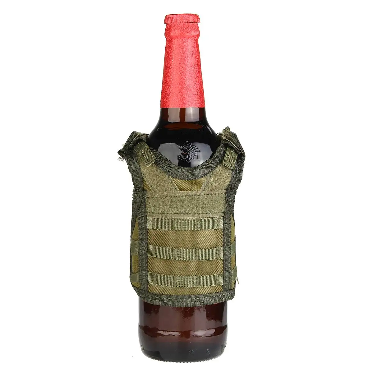 Army Green Мини-холодильник для бутылок тактический жилет слой военный чехол для пивной бутылки охладитель напитков мини Molle жилет регулируемые плечевые ремни - Цвет: Army Green