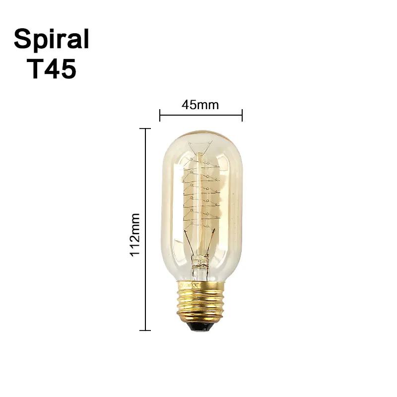 Подвесной светильник в стиле ретро E27 Винтаж нити светильник 220V можно использовать энергосберегающую лампу или светодиодную лампочку) спираль Фея светильник Edison лампа лампада ампулы Bombillas - Цвет: T45 Spiral