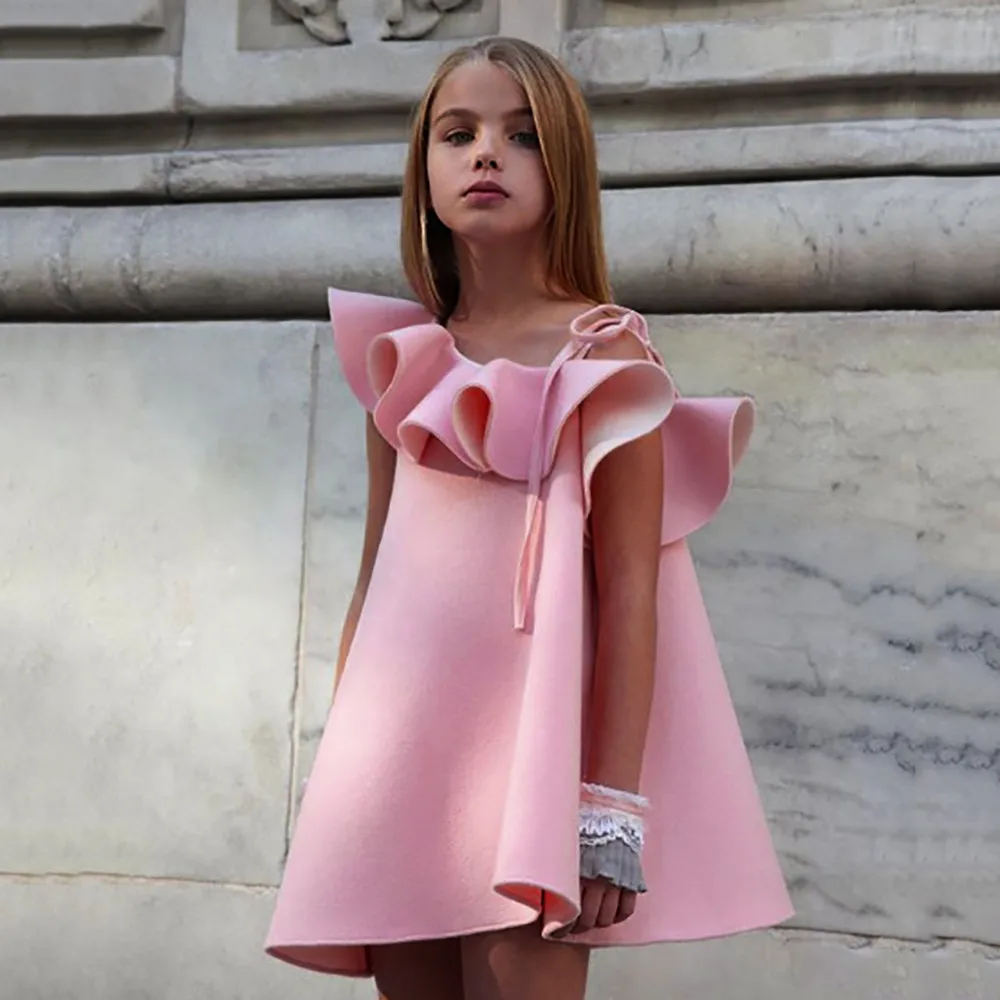 

2018 hot sale Toddler Kids Baby Girl Off Shoulder Straps Dress Princess Party Dress Outfit
