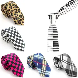Новый Повседневное с принтом узора гладкой галстук подарок узкий плед полосы Leopard Tie