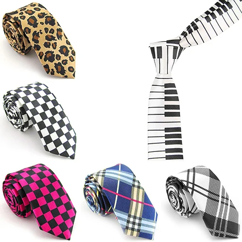 

New Casual Patterns Printed Smooth Necktie Gift Narrow Plaid Stripe Leopard Tie