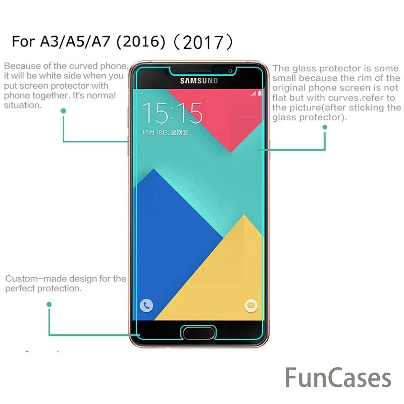 Закаленное Стекло для Samsung Galaxy A3 A5 A7 2017 J1 J2 J3 J5 J7 2016 J120 J510 Экран защитная плёнка НУА