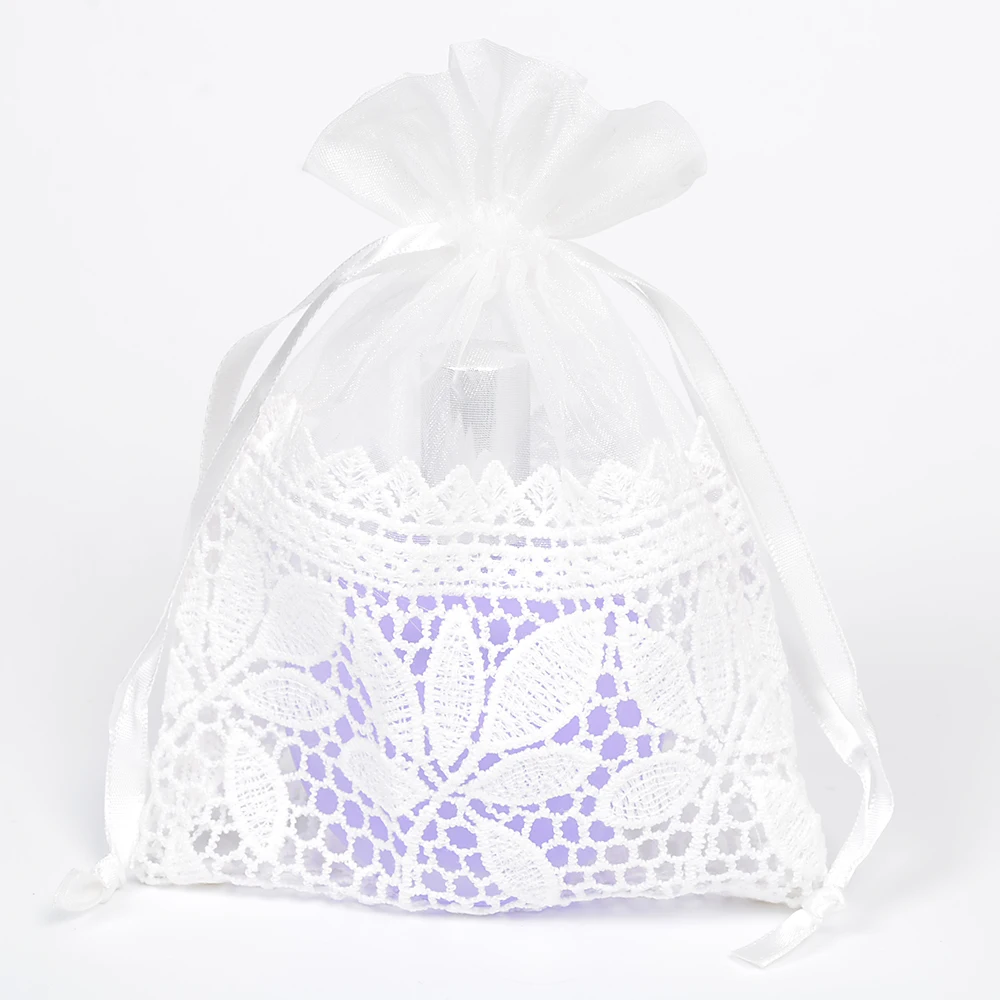 12Pcs Chic Lace Organza Gift Drawstring Bags 3.9"x5.5" Gift Jewelry