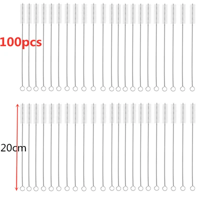 100 шт. 20 см соломинки кисти трубы щетка для чистки стеклянные соломинки очиститель - Цвет: 100pcs 20cm