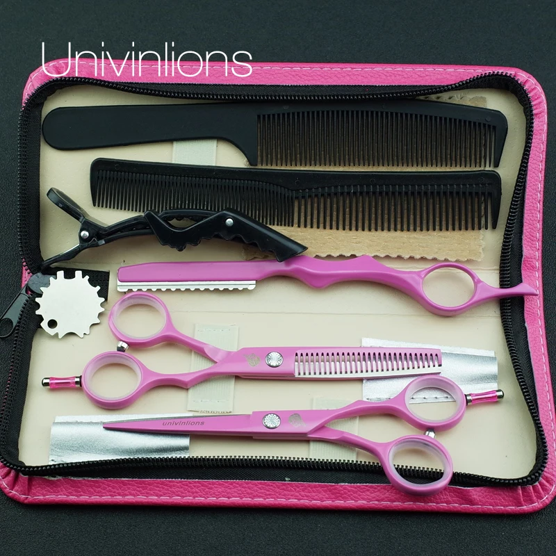 5.5" pink japanese hairdressing scissors hot hair stylist shears