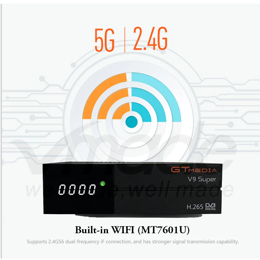 GTMedia Freesat V9 Super Full HD H.265 DVB S2 декодер спутниковый ресивер аналогичный Встроенный Wi Fi