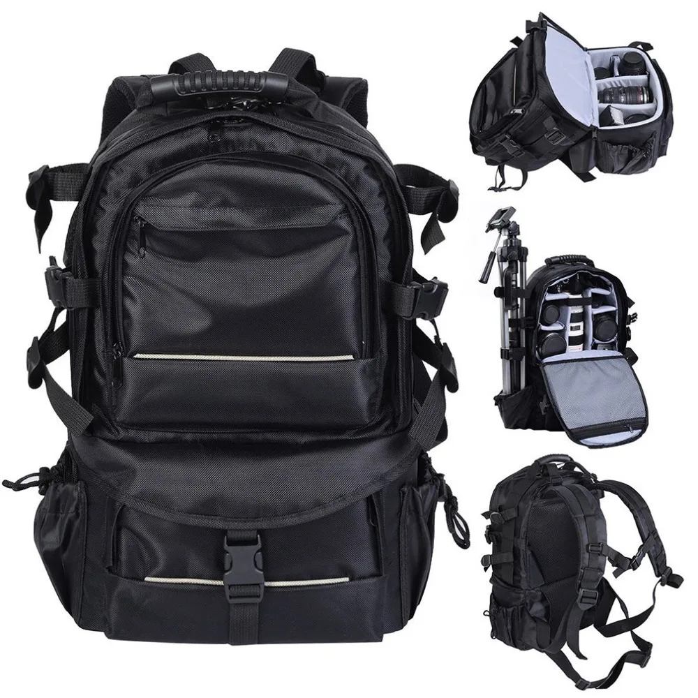 

Thick & High Waterproof Nylon & Rubber Hand Strap Multifunctional Deluxe Camera Backpack Shoulder Bag Case Photo Black Travel