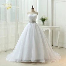 Hot Sale Branco Vestido De Noiva 2018 Novo Design de Uma linha perfeito Cinto Robe De Mariage Strapless Lace Up Vestidos de Casamento OW 7799