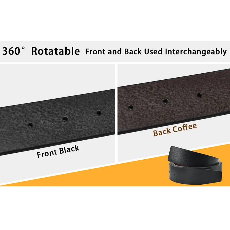 Sdsruioo роскошный модный Мужской Двусторонний Ремень, мужской деловой ремень для брюк из натуральной кожи, двусторонний ремень для джинсов