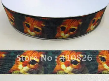 

Q&N ribbon wholesale/OEM 1inch 25mm cat printed grosgrain ribbon 50yds/roll free shipping