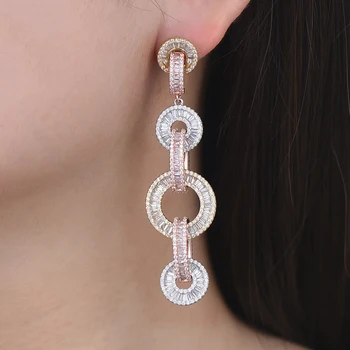 

missvikki Attractive Luxury New Fashion Chain original Long Pendant Earrings for Women Bridal Wedding Party Show Earring Jewelry