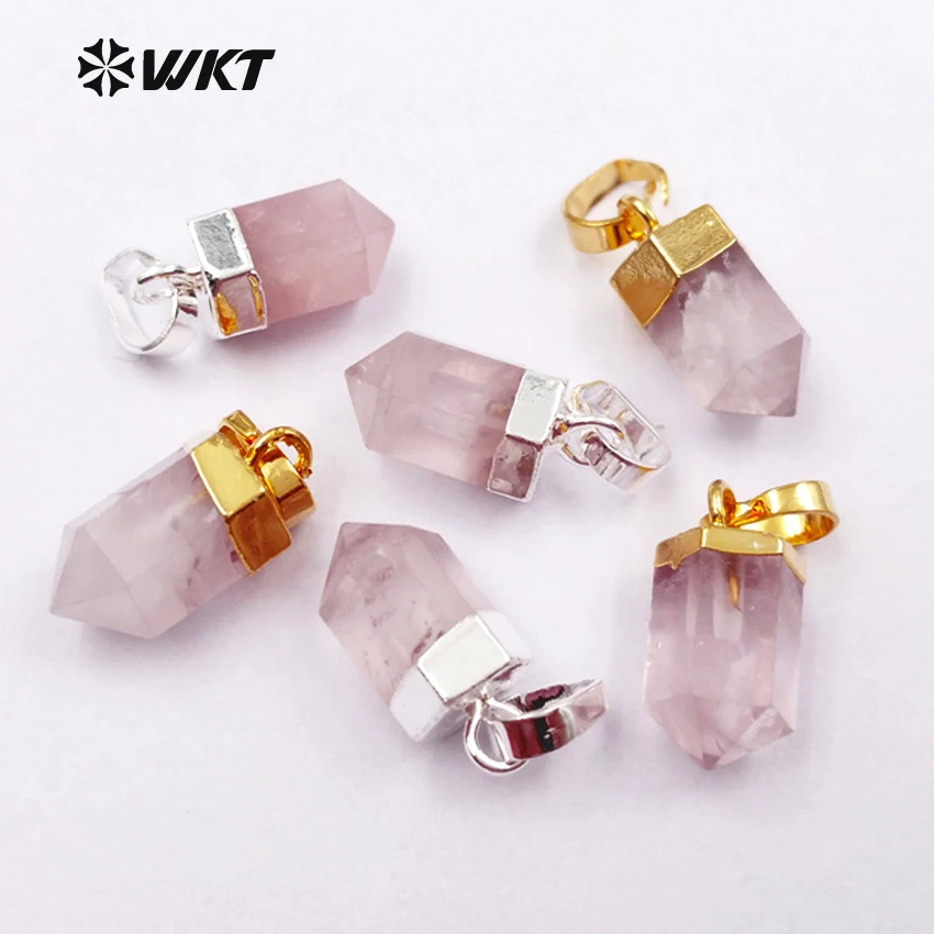 

WT-P1332 Elegant Pink Color Quartz Silver Plated Circle Rose Crystal Necklaces Pendants for Women Jewelry Making DIY