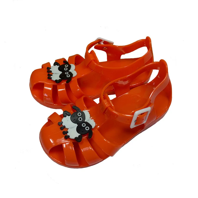 Летний стиль детские сандалии мини босоножки из прозрачного пластика мягкая подошва Нескользящие милые овечки Grils обувь - Цвет: Красный