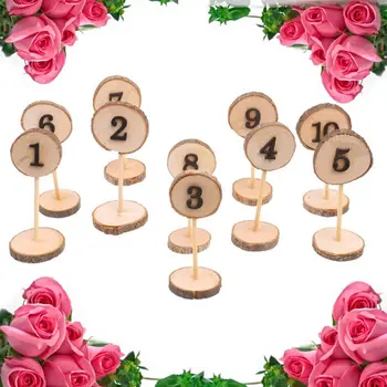 

10pcs Wooden Number 1-10 Wedding Party Table Card Retro Seat Cards For Wedding Party Direction Signs Decoration