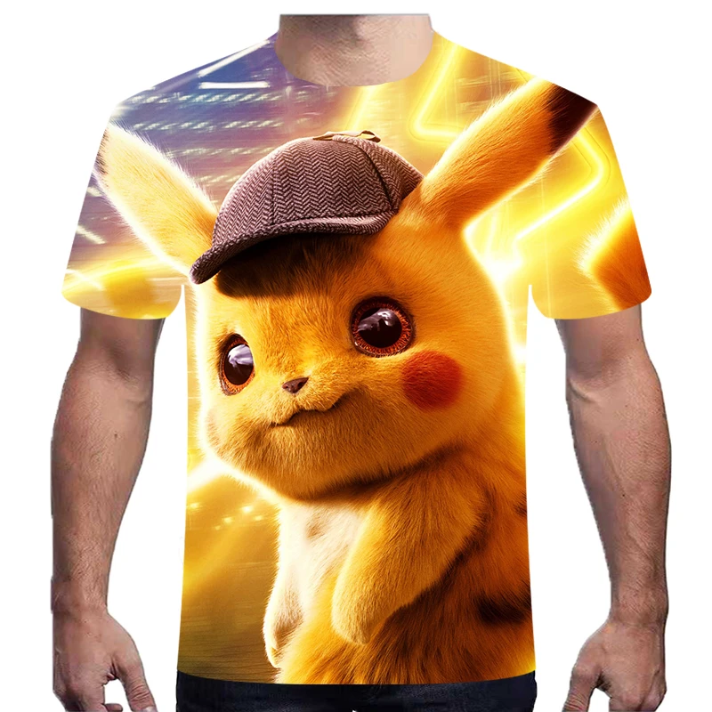 Футболка для мужчин и женщин с 3D фильмом Detective Pokemon Pikachu летняя повседневная