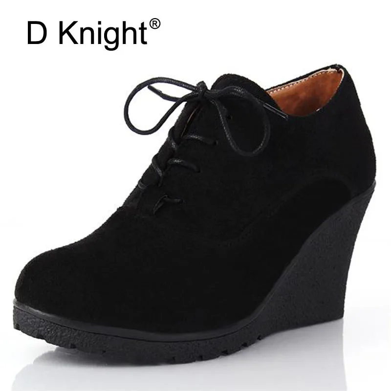 Botines sexys para mujer, zapatos de tacón alto con cuña de ante, con  plataforma, informales, color negro y azul, primavera y otoño, 2018|Botas  hasta el tobillo| - AliExpress