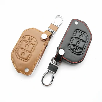 

New Style Leather Car Keys Cover Key Holder Bag Case For Jeep Wrangler JL 2018 3 Buttons Folding Wallet Car Accessories Interior