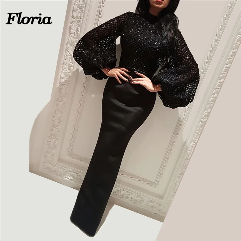 

New Arabic Muslim Evening Dresses Turkish In Dubai African Lebanon Big Sleeves Mermaid Prom Party Dress glitter Moroccan Kaftans