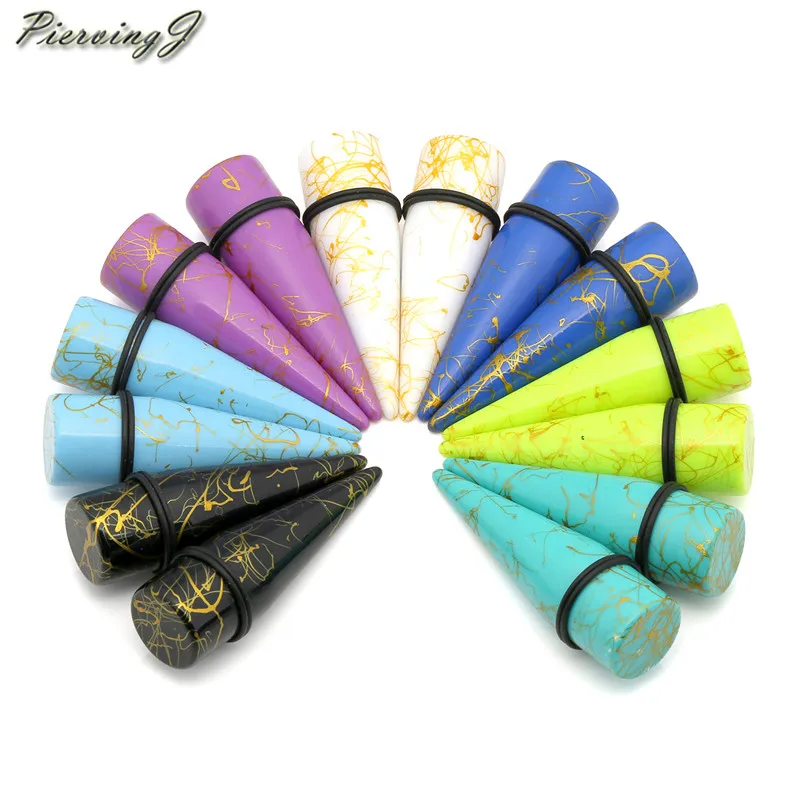 

PiercingJ 14pcs UV Acrylic Stretching Kit Taper 14G-3/4 Gauges Set Ear Taper with Double Silicone O-Ring Body Piercing Jewelry