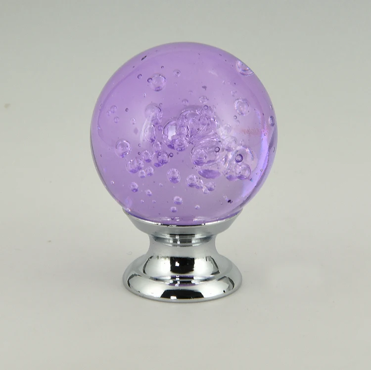 30mm Light Purple Wine Handles High Quality bubble Crystal