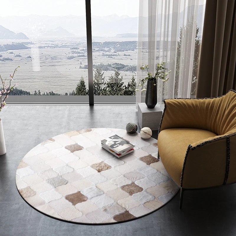 Компьютерный стул комод коврик белый ковер для учебы коровья кожа сплайсинга круглый воловья кожа гобелен индивидуальный рисунок