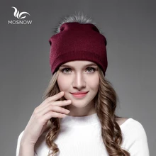 Шапки новые шерстяные зимние меховые шапки для женщин с помпонами из серебристого лисьего меха брендовая теплая Повседневная модная меховая женская шапка Skullies