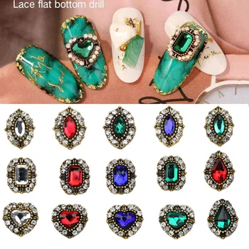 

3D Nail Art decoration Metal/Glass Nail Rhinestones Japanese Alloy Glitter Metallic Nail Sticker 10pcs/Lot Nail Charms Jewelry