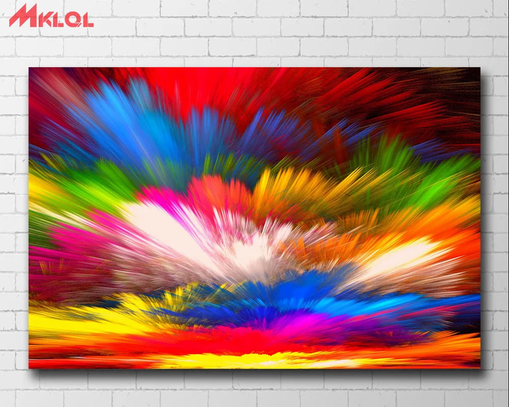 Wxkoil Wall Art Rainbow Colorful Colors Splash II Wall