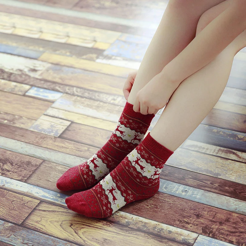 

Women Deer Thickening Socks Spring Winter Casual Soft Warm Lady Rabbit Wool Socks Leisure Cartoon Sock Woman Hosiery 5 Colors