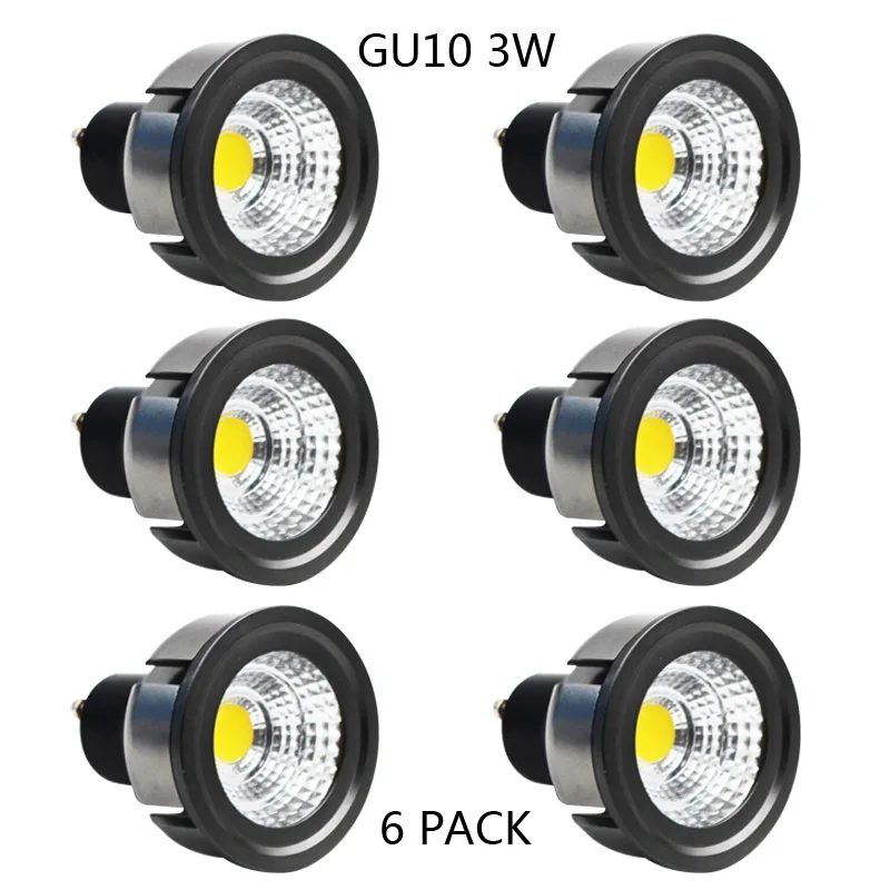 Lagpousi 6 Pack GU10 3W COB Not Dimmable LED Light Bulbs, 30W Halogen Bulbs Equivalent, FCC