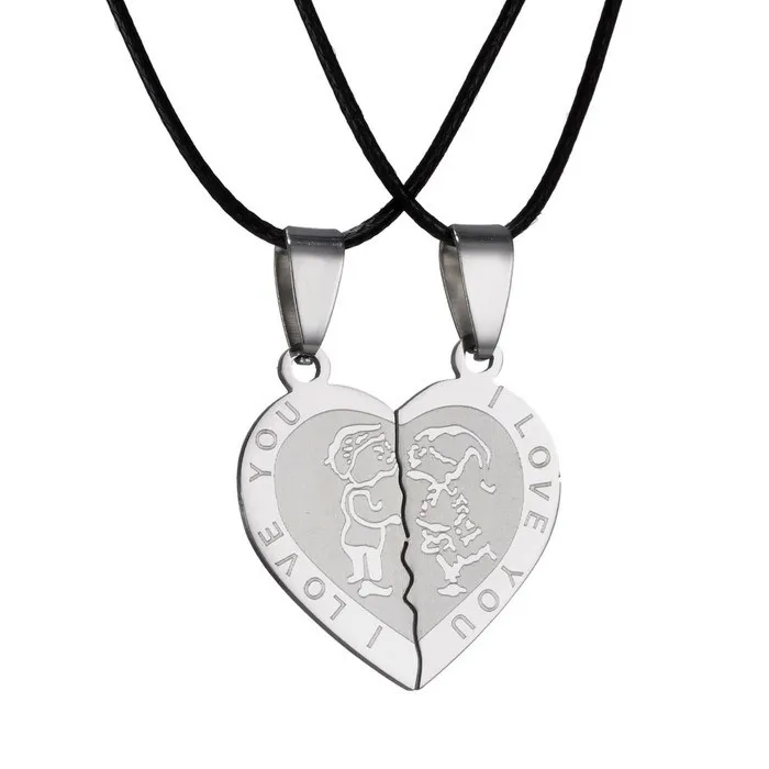 Ожерелье для мужчин и женщин с подвеской в виде сердца I Love You из нержавеющей стали, ожерелье на День святого Валентина, ювелирное изделие, подарок