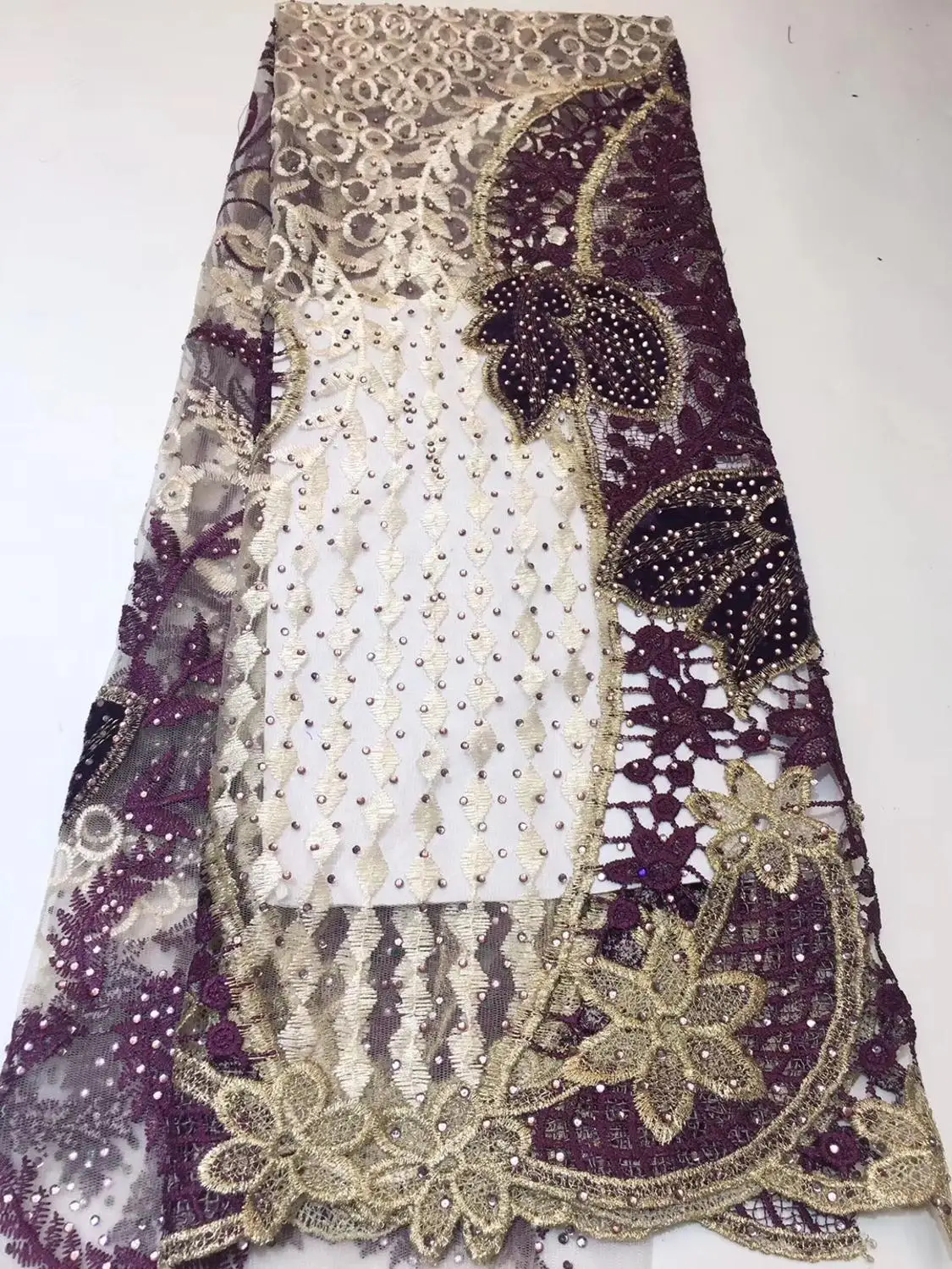 

French lace fabric 5yds/pce velvet full stones water soluble mesh fabrics women gorgeous luxury party event asoebi dress 2019