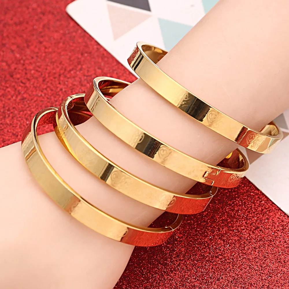 Muslim Jewelry Allah Round Bangle Gold Color Copper Women Men Religious