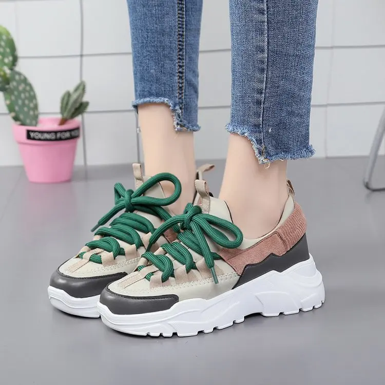 

Lucyever 2019 Spring Autumn Women Casual Shoes Comfortable Platform Sneakers Lace Up Wedges High Top Shoes Woman zapatos mujer