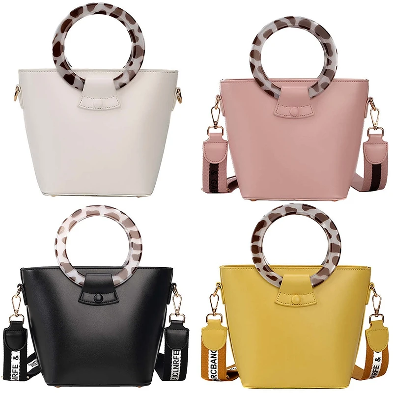 

Ring Portable Bucket Bag Female Fashion Ladies Shoulder Bag Net Red Ocean Wideband Messenger Bag