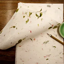 Yun Long Tea Flower Xuan Paper Papel Arroz Chinese Calligraphy Brush Writing Sumi Paper Handicraft Supplies Semi-Raw Xuan Paper