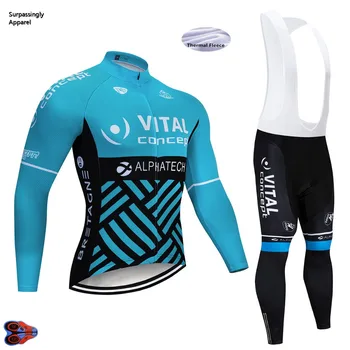 

2019 Winter VITAL Cycling Team Jersey Bike Pants Set 9D Gel Pads Mens Ropa Ciclismo Thermal Fleece Cycling Wear Maillot Culotte