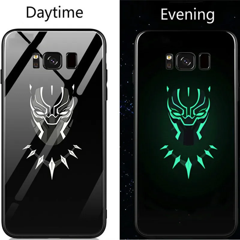 Marvel Venom Batman Luminous Glass Case For Samsung Galaxy S7 S8 S9 S10 e A7 A8 Plus Note 8 9 Black Panther Iron Man Phone Cover