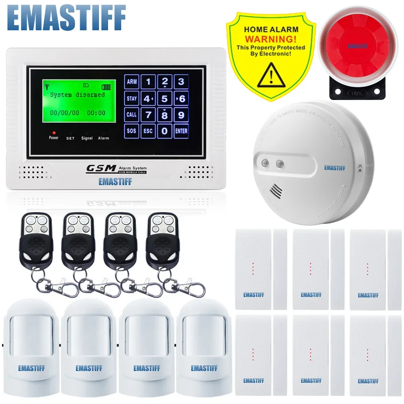 

New arrival!Android APP Keypad+LCD Display Screen Wireless NEW Fire Smoke sensor GSM SMS Home Security Burglar House Alarm