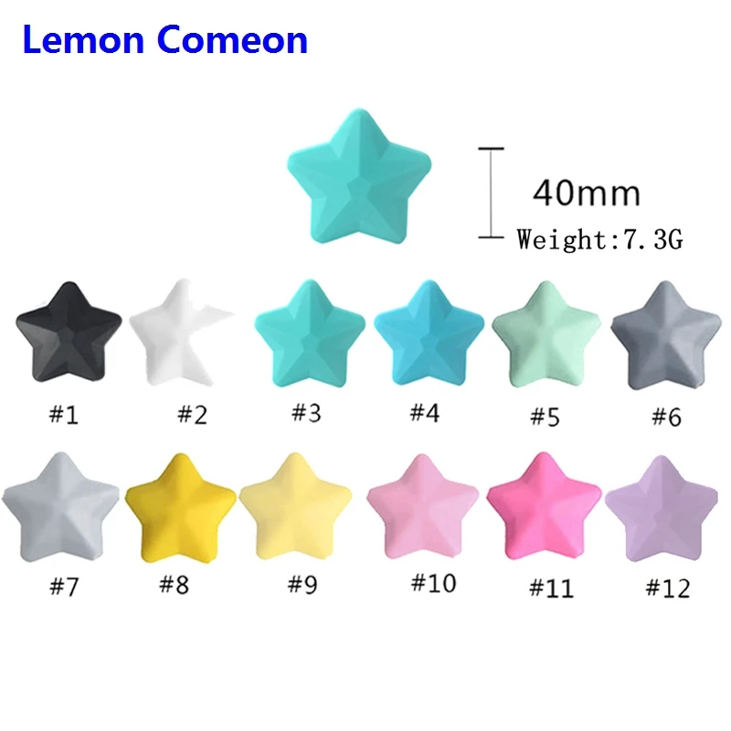 Lemon Comeon, 5 шт., силиконовая звезда, BPA бесплатно, силиконовые бусины, игрушка для грызунов, подарок для медсестры, сделай сам, цепочка для соски, ожерелье, прорезыватель, аксессуары